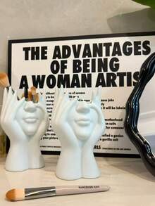 1pc Creative Human Body Painting Design Multi-Functional Desk Organizer Pen Holder Makeup Brush Holder Decorative Item - Multicolor - View 5