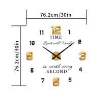 YZOK 1pc Large DIY 3D Frameless Wall Clock, Decor Sticker DIY Clock Kit For Home Living Room Bedroom Office Wall Decorations (Suitable For All Seasons) Home Decor Room Decor