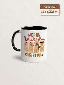 1pc 11 Ounce Ceramic Cup - A Mug With A Merry Christmas Golden Retriever, The Perfect Cup For Coffee Lovers, And An Ideal Holiday Gift For Thanksgiving, Birthdays, Or Christmas Parties. Multi Functional Tea Cups For Hot And Cold Drinks, Wedding Or Valentine's Day Gifts, Cute Winter Beverage Containers, Fun Household Kitchen Items - Christmas Decorations, Cute Dogs Wearing Christmas Hats! " - Multicolor - View 16
