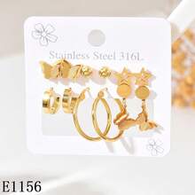12pcs/Set Elegant Zirconia Small Hoop Earrings, Stainless Steel, Suitable For Daily Wear - Multicolor - View 21