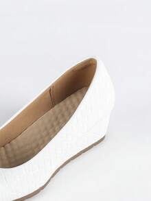 Women's Fashion Wedge Heel Soft Comfortable Slip-On High Heels - White - View 8