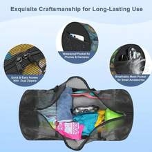 Bolsa de Malla para Buceo, Surf, Snorkel, Organizador de Equipos, Plegable, Grande, para Baloncesto, Voleibol, Fútbol, Bolsa de Equipos Deportivos - Negro - Ver 6