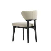 4 Pcs Wooden Dining Chairs Modern Fabric Upholstered Kitchen Side Chairs With Wood Legs For Dining Room Kitchen Restaurant, Black (Only Chair)