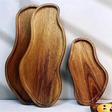 1pc Rosewood Tray, 11.3/7.5inch Peanut-Shaped Wooden Serving Platter For Restaurant, Kitchen, Farmhouse, Snacks, Cheese, Candles, Plants, Suitable For Christmas, Halloween, All Seasons
