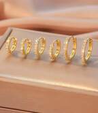 Conjunto de brincos com 3 pares de charmosos circulos com zircônia cúbica incrustada para mulheres