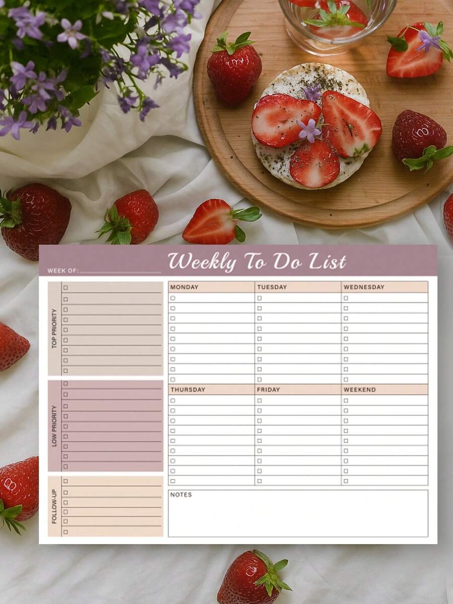 1本每周待办事项记事本，含24张无日期纸（8.5英寸*11英寸）- 男女通用每周桌面计划本，适用于工作和家庭，办公桌配件，圣诞礼物，男士礼物，办公用品 - 彩色 - 查看 1