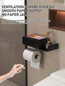 1 件带架子的金属卫生纸架，免钻孔卷纸架，家用湿巾盒卫生纸架，手机架，现代浴室配件 - 彩色 - 查看 11