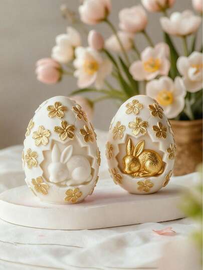 New Embossed Egg-Shaped Candle Mold, Easter Egg High-Temperature Silicone Mold, Flexible And Easy To Clean, Suitable For Rabbit Decor DIY Candles, Aroma Stone Casting, Resin Crafting And More, Multi-Purpose Mold For Holiday Decoration, Meditation And Home Decor