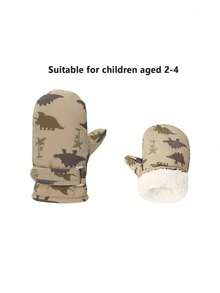 Nuovi guanti da sci per bambini - Tessuto impermeabile e ad asciugatura rapida, imbottitura termica per autunno e inverno, guanti spessi adatti per bambini da 2 a 4 anni, con stampa a cartoni animati