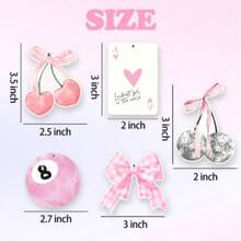 5个可爱粉色蝴蝶结樱桃香氛车载香薰，少女车内装饰，悬挂式空气清新剂，圣诞节/情人节礼物 - 彩色 - 查看 8