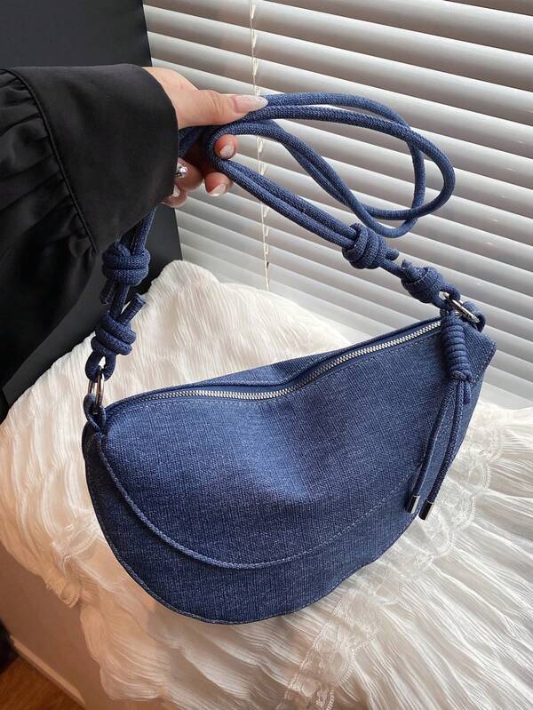 1pc Solid Color Nylon Fabric Zipper Closure Fashionable Niche Design Shoulder Underarm Crossbody Bag, Suitable For Women Office, Commute, Travel, Party, Shopping