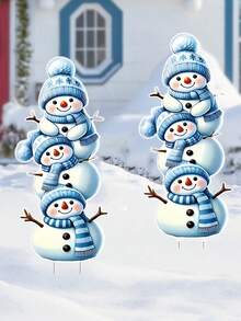2 Stücke Schneemann Yard Schilder, Yard Willkommensplakette, aufrechte Yard Willkommensplakette, süße Schneemann Outdoor Yard Dekoration, Größe: 25*50cm, Kunststoffmaterial, geeignet für Feiertage, Neujahr, Winter, Outdoor Garten, Raseneingang Dekoration, Weihnachtsferien Dekoration, Outdoor Geschenk