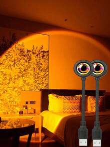 1pc Sunset Projection Lamp - LED Room Decor Night Light, With USB Connection, Suitable For Photography, Party, Wedding, Halloween And Christmas Decoration, Compatible With Laptops And Phones, Portable Electronic Lamp For Home Decor