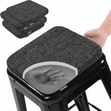 Foam Bar Stool Cushions 4 Pcs, Modern Interwoven Style Magnetic Small Chair Pads Use For Cafe Bistro Stackable Metal Stool (Square, Black-Gray, 4)