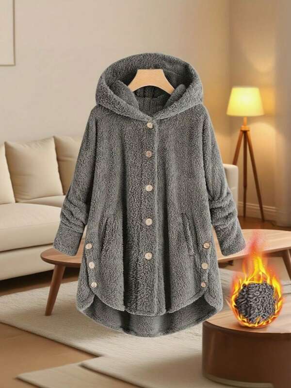 Cárdigan con capucha acogedor, chaqueta larga y holgada cálida y casual para usar en casa en invierno. Tela súper cálida y cómoda, ideal para el ocio y el uso en Navidad