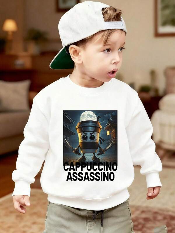 Sudadera informal de cuello redondo con estampado gráfico para niño pequeño, otoño/invierno