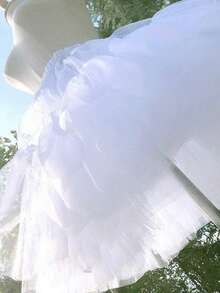 1 件 35 厘米短款洛丽塔衬裙，柔软薄纱裙撑裙，适合洛丽塔 COS 秋季服装，女士 - 白色 - 查看 5