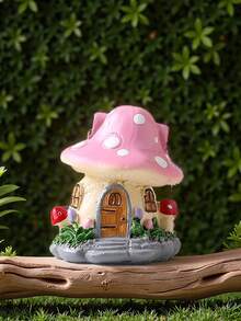 1pc Creative Resin Micro Landscape Ornament - Stone Window/Tulip Mushroom Mini House For Home Garden Decor (Handpainted, Color May Vary Slightly Across Batches)