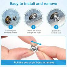 6 Pcs No-Sew Jeans Button Pins - Adjustable Waist Tightener, Quick Adjustment, Suitable For Loose Jeans, Skirts, Pants - Clothing Fasteners,  Wooden Buttons, Made Of -Friendly Materials, Simple Design,  Fashion, DIY Repair, Essential For Fashion Enthusiasts - 隨機款式-6件 - 查看 8