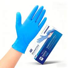100/50 只装蓝色多用途丁腈手套 - 防水、防静电、耐用，适用于洗碗、家务清洁、厨房使用（袋装） - 彩色 - 查看 11