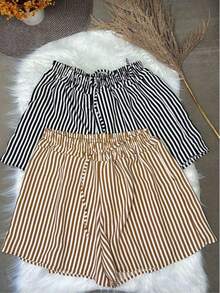 DUNA STRIPED LOOSE SHORTS KIT, SUMMER BOLGUEIRA - Camel - View 1