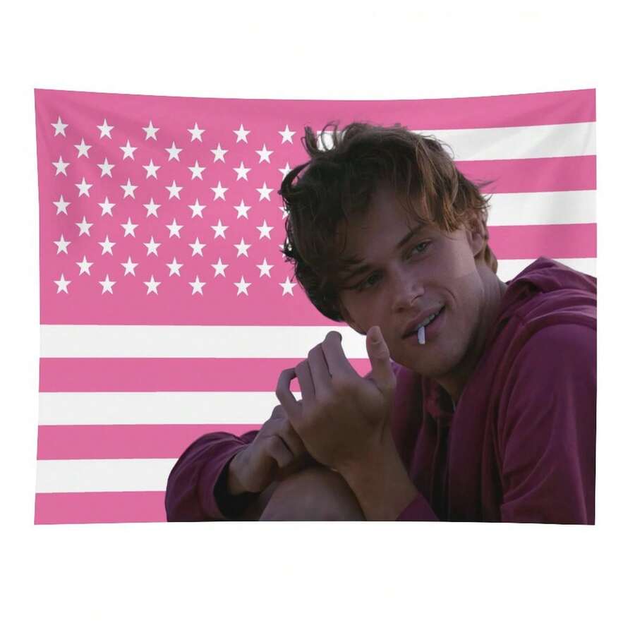 1pc Conrad Fisher Flag Christopher Briney Merch Dorm Room Essentials Pink American Flag Celebrity Hanging Wall Tapestry Art For Bedroom Livingroom - Pink - View 1