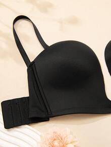 Wingslove Plus Size Women's Deep Plunge Strapless Bra - Multiway Push Up Low Cut Wireless With Convertible Clasp Extender, Adjustable Straps Bras, Lift