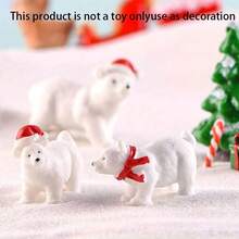 Pequeño regalo de Navidad, ornamento de paisaje micro de musgo con oso polar ártico, decoración de animal oso blanco