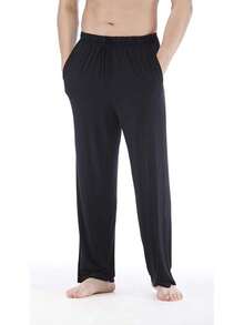 Mens Pajama Pants - Viscose Made From Bamboo, Soft Sleep Pants Comfy Drawstring Lounge Bottom With Pockets Sweatpantshalloween - Black - View 4
