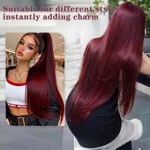 20PCS 50G Tape In Hair Extensions Human Hair, #99J Burgundy Color, 16-26 Inch Double Sided Tapes Ins Human Hair Extensions,  Adhesive Extension Seamless Invisible Skin Weft, Silky Straight With Thick Ends, Remy Human Hair Add Length For Woman Everyday Hairstyle Cosplay Daily Wedding Party Halloween Use - S99J - Xem 4