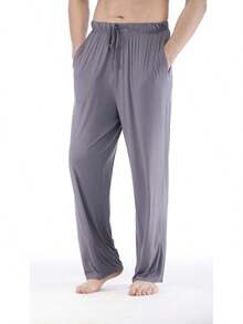 Mens Pajama Pants - Viscose Made From Bamboo, Soft Sleep Pants Comfy Drawstring Lounge Bottom With Pockets Sweatpantshalloween - Dark Grey - View 4