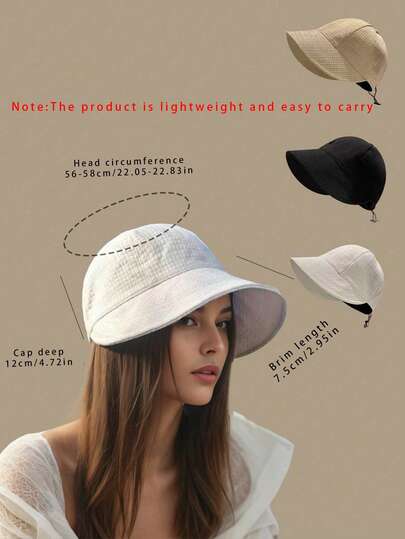 Women's Drawstring Waffle Baseball Cap, Fashionable Sun Protection Beach Travel Hat, Suitable For Spring And Summer (Note! This Product Is Relatively Lightweight, Please Pay Attention When Purchasing, It Is Lightweight And Easy To Carry). Size: 56-58 Cm (22.05-22.83 Inches).