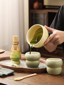 [日本抹茶] 绿色抹茶仪式套装 - 10 件日本竹茶具 - 抹茶杯、抹茶碗、完整的传统装饰礼物 - 彩色 - 查看 11
