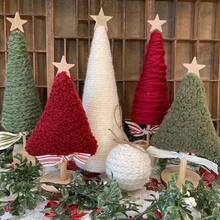 2 pièces/1 pièce Arbre de Noël en laine, fait main, décoration de table de Noël, arbre décoratif de style bohème, décorations de plateau de table en tissu, convient pour centre de table ou décorations de cheminée de style ferme pour les fêtes.