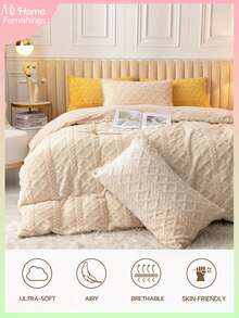 Juego de ropa de cama de 3 piezas en color marfil - 1 funda nórdica y 2 fundas de almohada, textil para el hogar suave y cómodo, disponible en varios colores, adecuado para dormitorio, dormitorio, decoración del hogar sencilla y de moda, lavable a máquina, sin relleno - Juego de funda nórdica de piel sintética/plumón, juego de funda nórdica esponjosa, 1 funda nórdica con cierre de cremallera y 2 fundas de almohada, no incluye edredón, tamaños individual, doble, king, queen