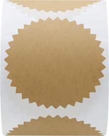 Hybsk - 300 etiquetas de sellado con certificado metálico dorado de 2 pulgadas con bordes dentados y calcomanías de grabado legales (Papel Kraft) - Papel Kraft - Ver 10