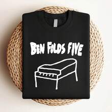180g pure Cotton Vintage 90s BEN FOLDS FIVE Big Piano Nice Image American fashion Stylish Unisex Stretched women designer clothes Women Top Graphic Tees T-Shirt For Women Casual streetwear Comfortable graphic Slightly Print Round Neck Short Sleeve Summer Breathable - Negro - Ver 4