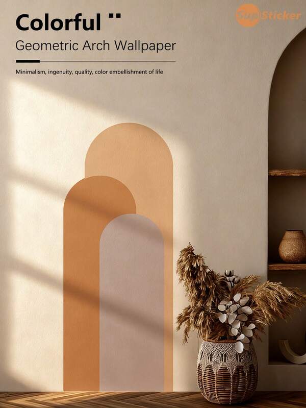 19.69x47.24inch, 1pc Morandian Color Scheme Modern Minimalist Geometric Pattern Home Decor Wall Sticker, PVC Material Self-Adhesive Removable Wall Decal, Suitable For Home Decor, Wardrobe Renovation, Drawer DIY Decoration, Foyer Renovation