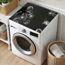 1pc Silver Flower Pattern Washing Machine Dryer Top Cover Pad, Made Of Diatomite Material, Washing Machine Dust Cover Mat, Kitchen Supplies, Anti-Slip, Suitable For Laundry Room, Bathroom, Home Decor, Room Decoration