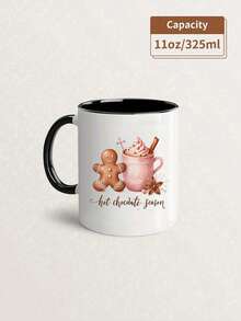 1pc Reindeer & Secret Santa 11oz Ceramic Mug - Double-Sided Design, Christmas Mug For Coffee, Tea, Hot Chocolate, Festive Gingerbread, Candy Cane & Snowflake Pattern,Reusable, Perfect Christmas Gift For Everyone, Winter Coffee Cups,Suitable For Hot Or Cold Drinks,Valentines Day Gifts,Friends Anniversary Festival,Party,Wedding