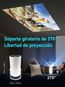 proyector con WiFi y Bluetooth, Aplicaciones integradas, proyector portátil Inteligente con rotación de 180°, Piedra Clave automática, Compatible con HD/USB/TV Stick/Smartphone/Laptop - Tipo de Enchufe A USA (110-127V) - Ver 5