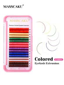 MASSCAKU 12 Rows Colored Lash Extensions White Pink Red Brown Yellow Green Blue Purple Mix Color 0.07mm C/D Curl Colorful Blooming Lashes Extension Colored Y Shaped Eyelash Individual Single Classic Eyelash Extensions - Multicolor - View 9