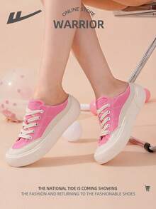 WARRIOR 1 Paar sportliche, vielseitige Sneaker, atmungsaktive, lässige Segeltuch-Sneaker mit niedrigem Schaft - Rosa/Beige - Übersicht 5