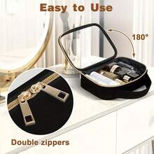 2 Confezioni di Borse Trasparenti per Trucco in PU con Manico - Stile di Moda, Dimensione Quart Chiara per Organizzatori da Toilette, Custodie per Cosmetici in PVC con Doppia Cerniera, Conformi ai Requisiti TSA per il Trasporto Aereo, Ideali per Viaggi e Regali - Multicolore - Visualizzare 7