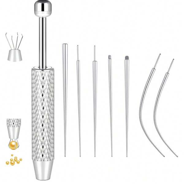 Ferramenta de fixação de esferas cônicas para piercing para troca de joias - Ferramenta aplicadora de brincos com parte traseira plana, Kit de piercing corporal para orelha, nariz e lábio