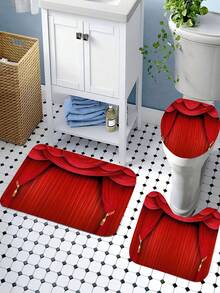 Bộ rèm tắm in màu đỏ 1/4 món, Bộ trang trí phòng tắm bao gồm rèm tắm chống thấm nước, thảm chống trượt, nắp bồn cầu, thảm tắm và 12 móc nhựa, Phụ kiện phòng tắm, Trang trí nhà cửa, Nhiều kích cỡ có sẵn Đồ trang trí Giáng sinh - Nhiều màu - Xem 8