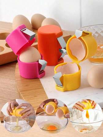 1pc Easy Clean Egg Separator - Quick Peel And Yolk Separator, Egg Peeler Tool, For Hard Boiled And Raw Eggs, Egg Shell Cracker, Opens In A Second, Prevents Egg Breaking, Hard Boiled Egg Peeler, Egg Shell Opener, Egg Tool, Raw Egg, For Kitchen, Baking Essentials