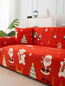 1 buc. Husă de canapea de Crăciun pentru sufragerie, imprimată, elastică, pentru canapea, potrivită pentru dormitor, canapea de exterior, protecție împotriva petelor de animale de companie, husă de pernă de canapea de 4 sezoane, pentru fotoliu reclinabil în formă de L și canapele cu 1/2/3/4 locuri, decor de toamnă pentru casă și produse de decorare de Crăciun