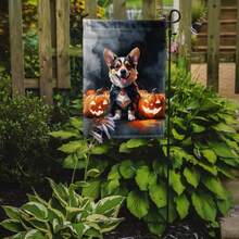 Corgi Puppy Halloween Garden Flag Mailbox Decorative Yard Banner Outside Patio Artwork For Flower Beds, Garden Size, Multicolor