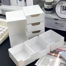 Organizador de maquillaje de plástico de 3 niveles con cajones, caja de almacenamiento multifuncional de escritorio para joyas, suministros de oficina, diseñada para escritorios o baños, caja de almacenamiento ahorradora de espacio (adecuada para uso doméstico u oficina)